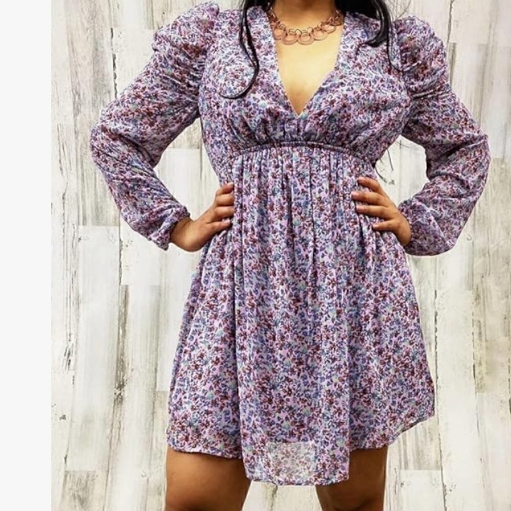 Wild Fable | Floral | Puffed Sleeve Dress Size Small